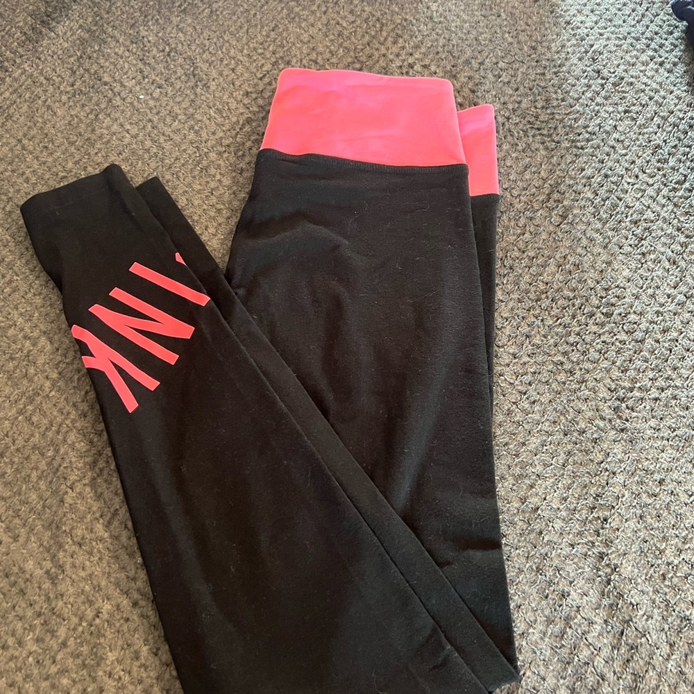 PINK high waisted Leggings - Black and Pink